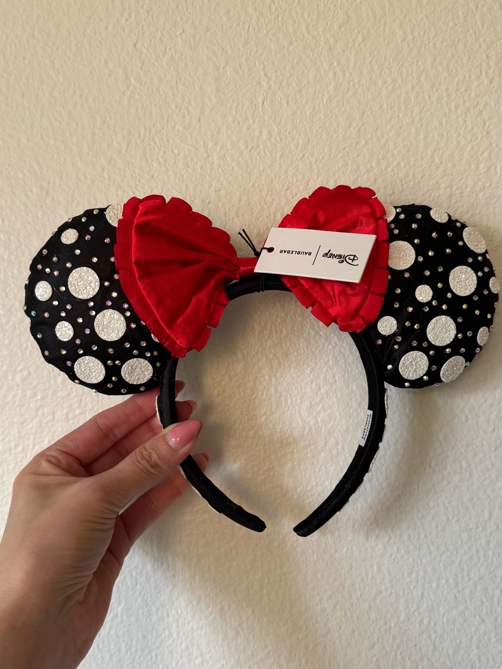 Disney x Baublebar Minnie Ears Headband - Black & Red Polka Dot